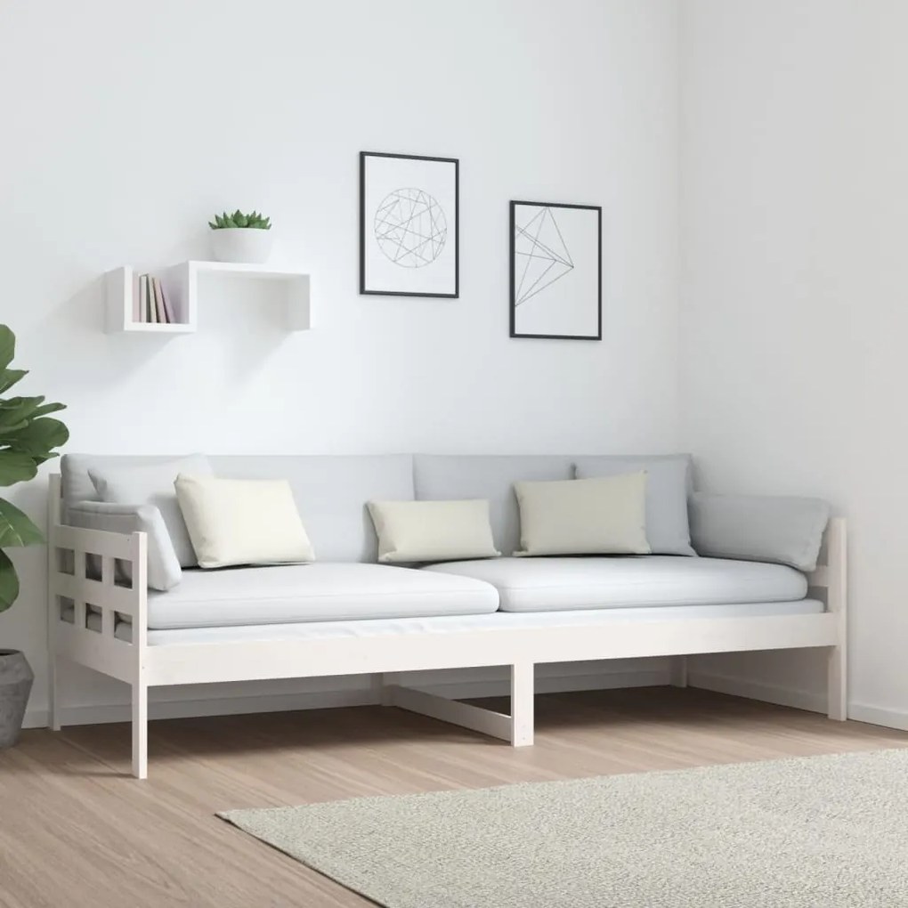 Sofá-cama 80x200 cm madeira de pinho maciça branco