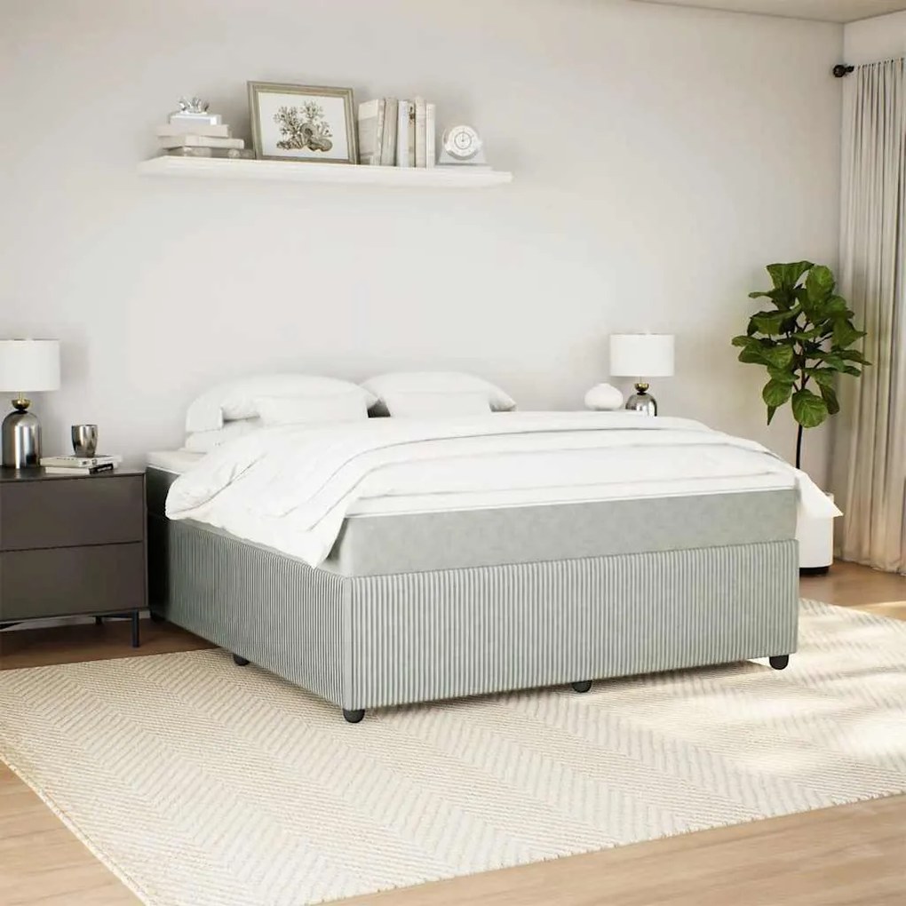 Cama com molas/colchão 180x200 cm veludo cinzento-claro