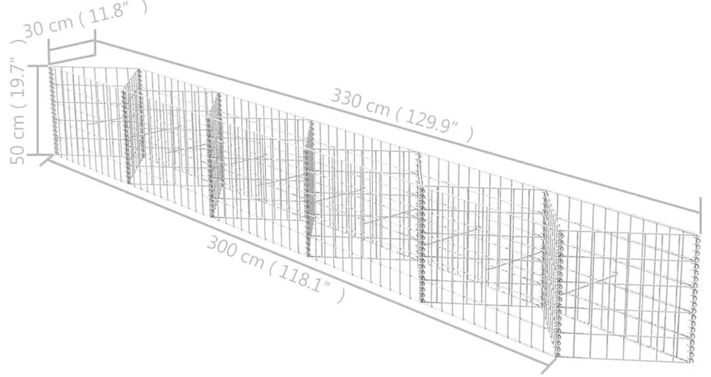 Cesto gabião aço galvanizado 300x30x50 cm