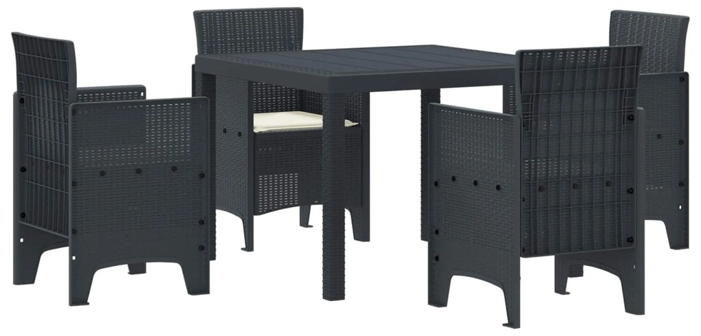 vidaXL Conjunto de Jantar para Jardim 5 pcs Antracite Polipropileno