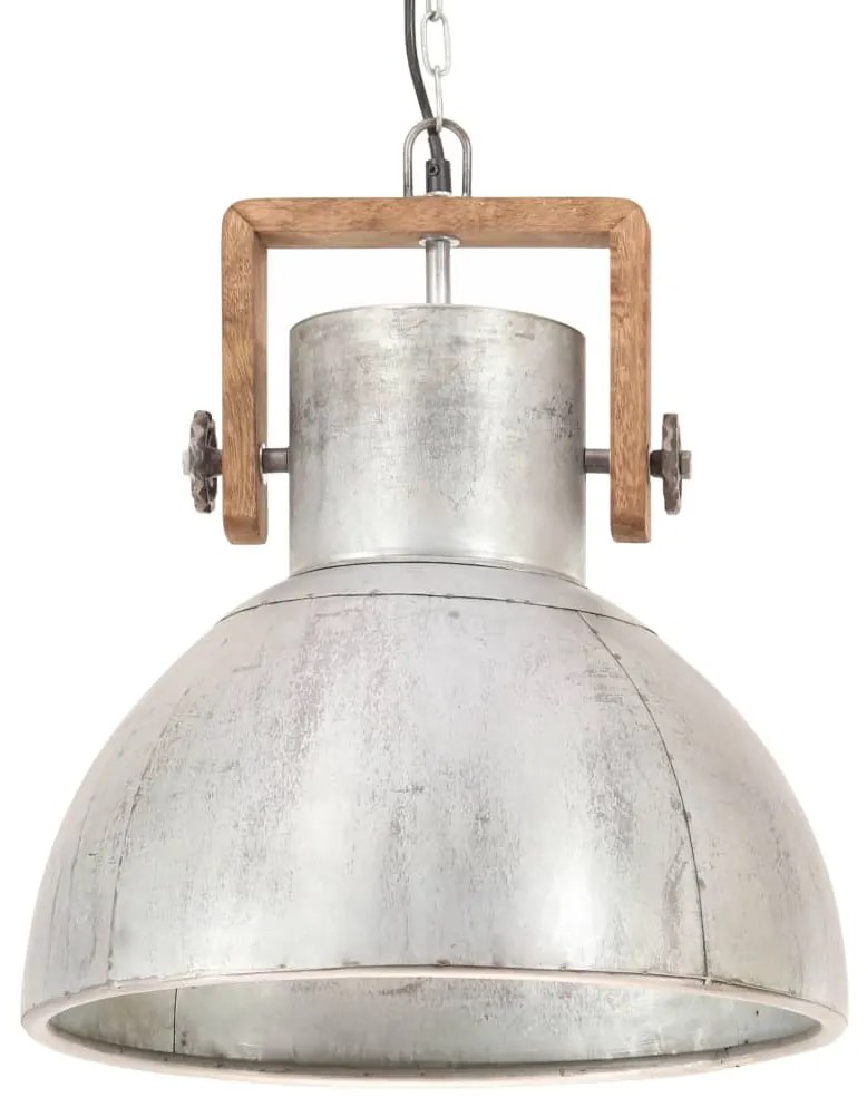 Candeeiro suspenso industrial redondo 25 W 40 cm E27 prateado