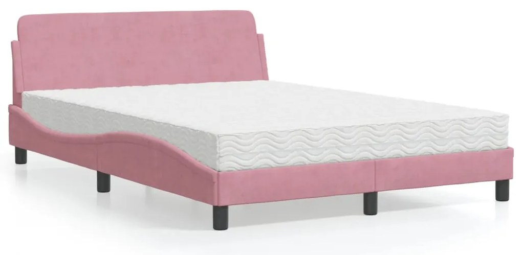 Cama com colchão 140x200 cm veludo rosa