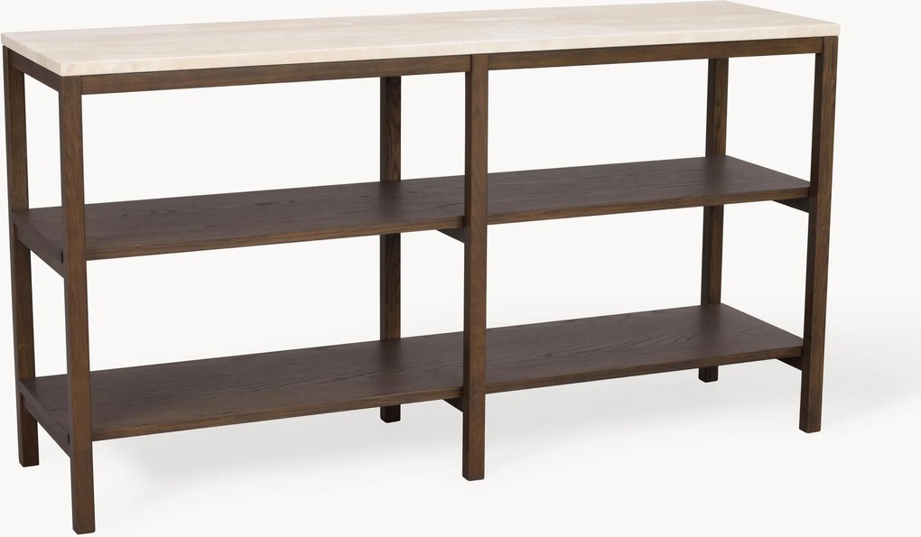 Estante em madeira de carvalho com tampo em travertino Orwel