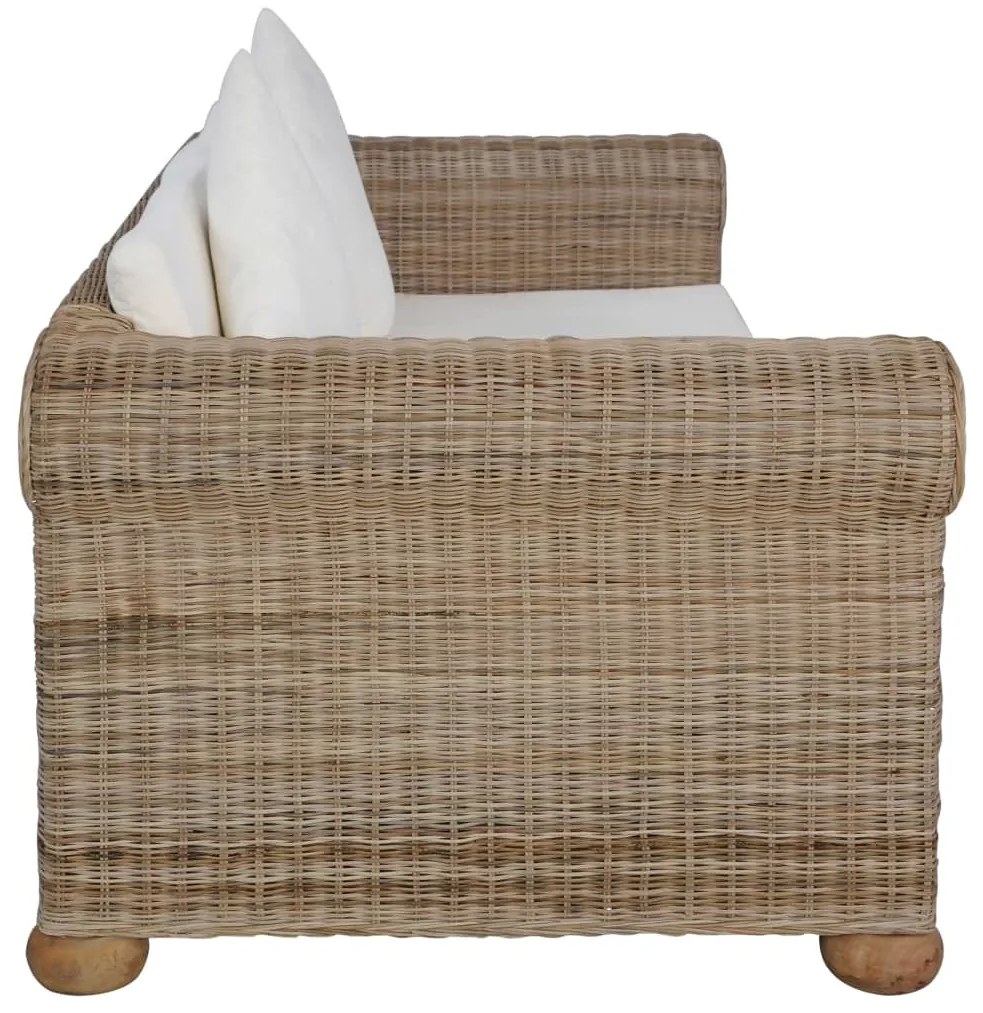 2 pcs conjunto de sofás com almofadões vime natural