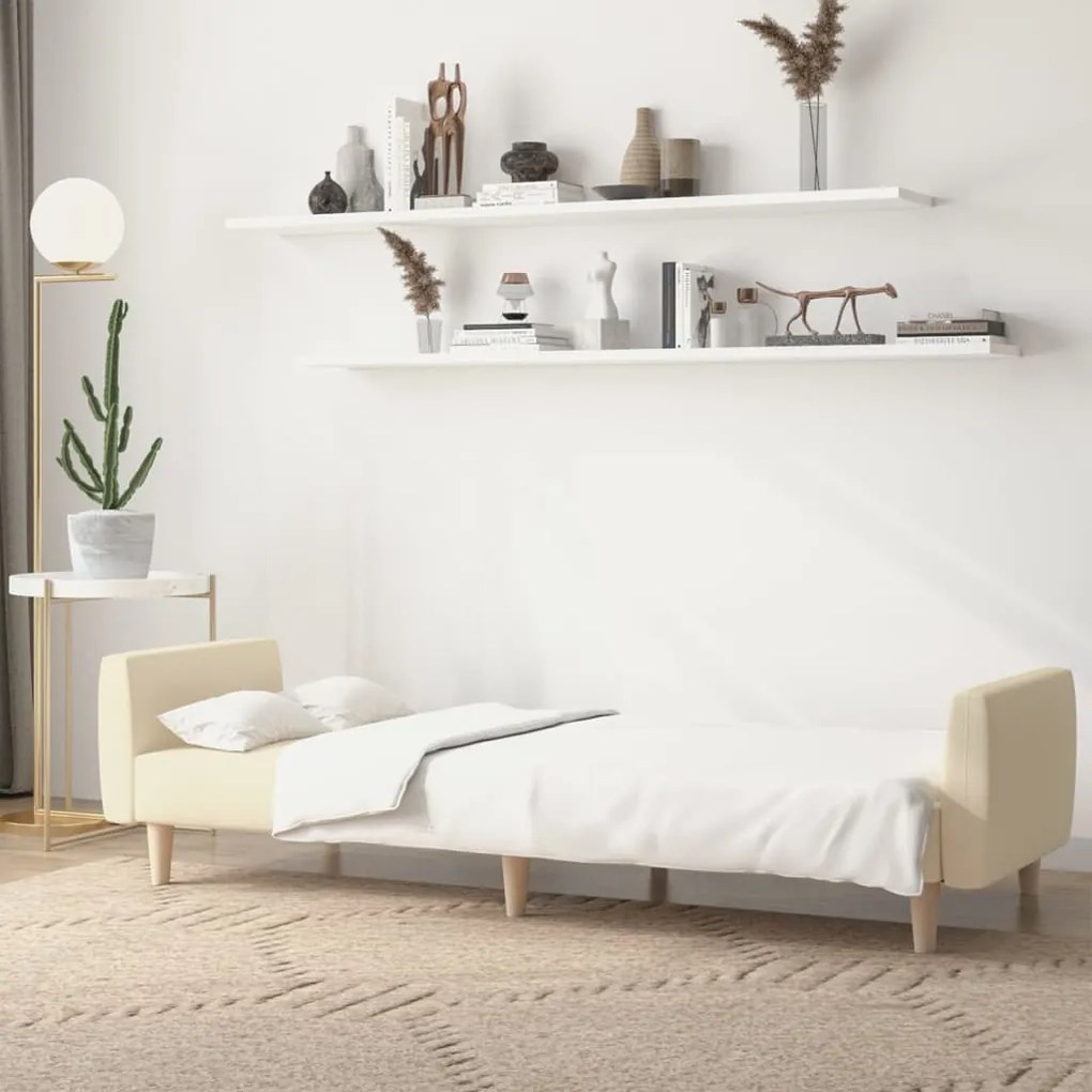 Sofá-cama de 2 lugares tecido cor creme