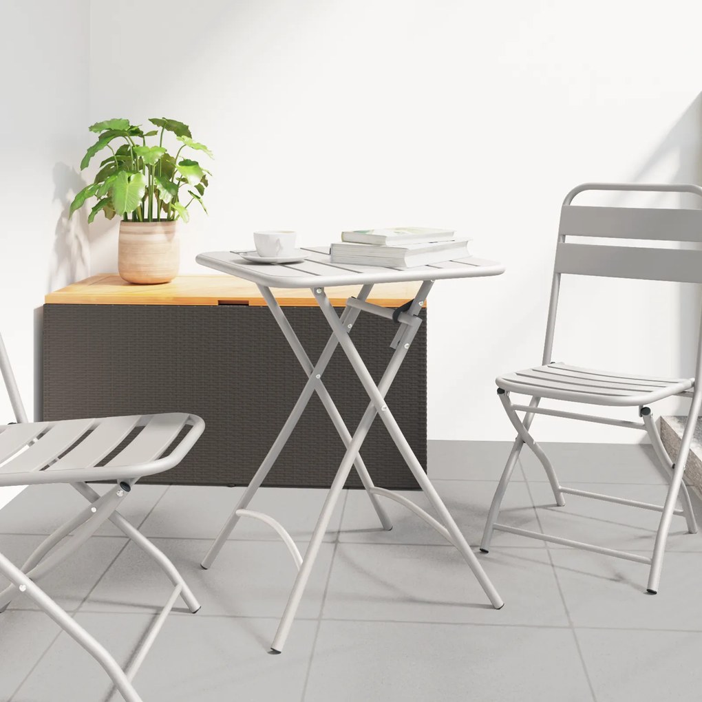 Mesa de Jardim Dobrável vidaXL Bege 55x55x73 cm Aço