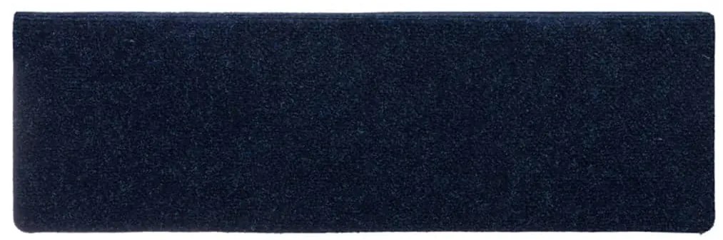 Tapetes de escada 15 pcs 65x21x4 cm tecido agulhado azul