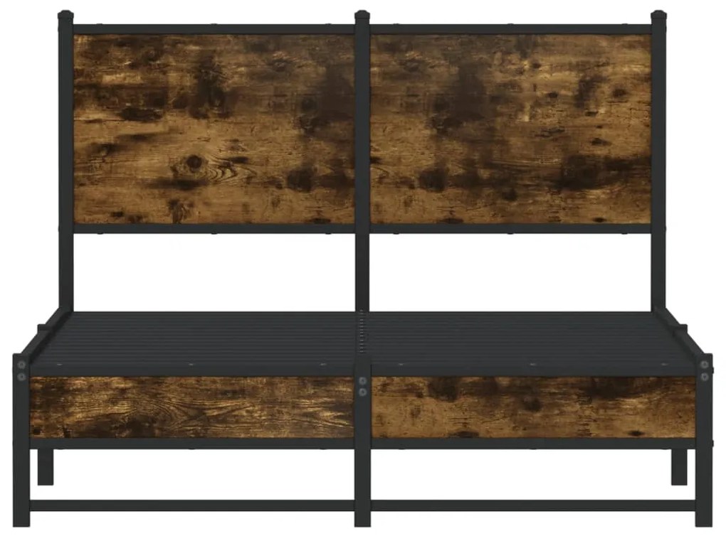 Estrutura de cama sem colchão 120x190 cm metal carvalho fumado