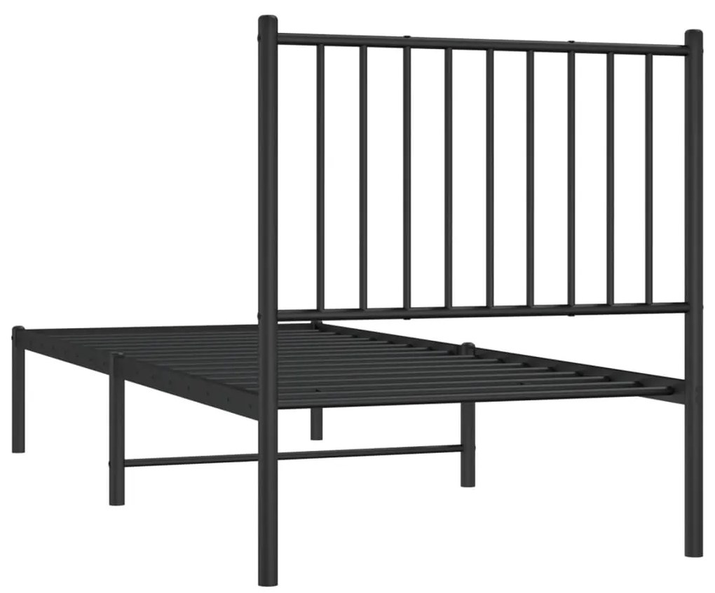 Estrutura de cama com cabeceira 80x200 cm metal preto