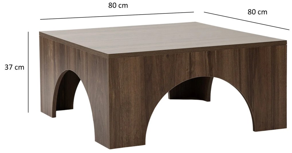 Mesa de Café Collesium - Nogueira - 80x37x80 cm