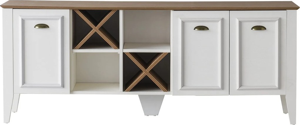 Aparador Rustic – Branco e Nogueira (180 x 72 x 35 cm) | Estilo, Funci