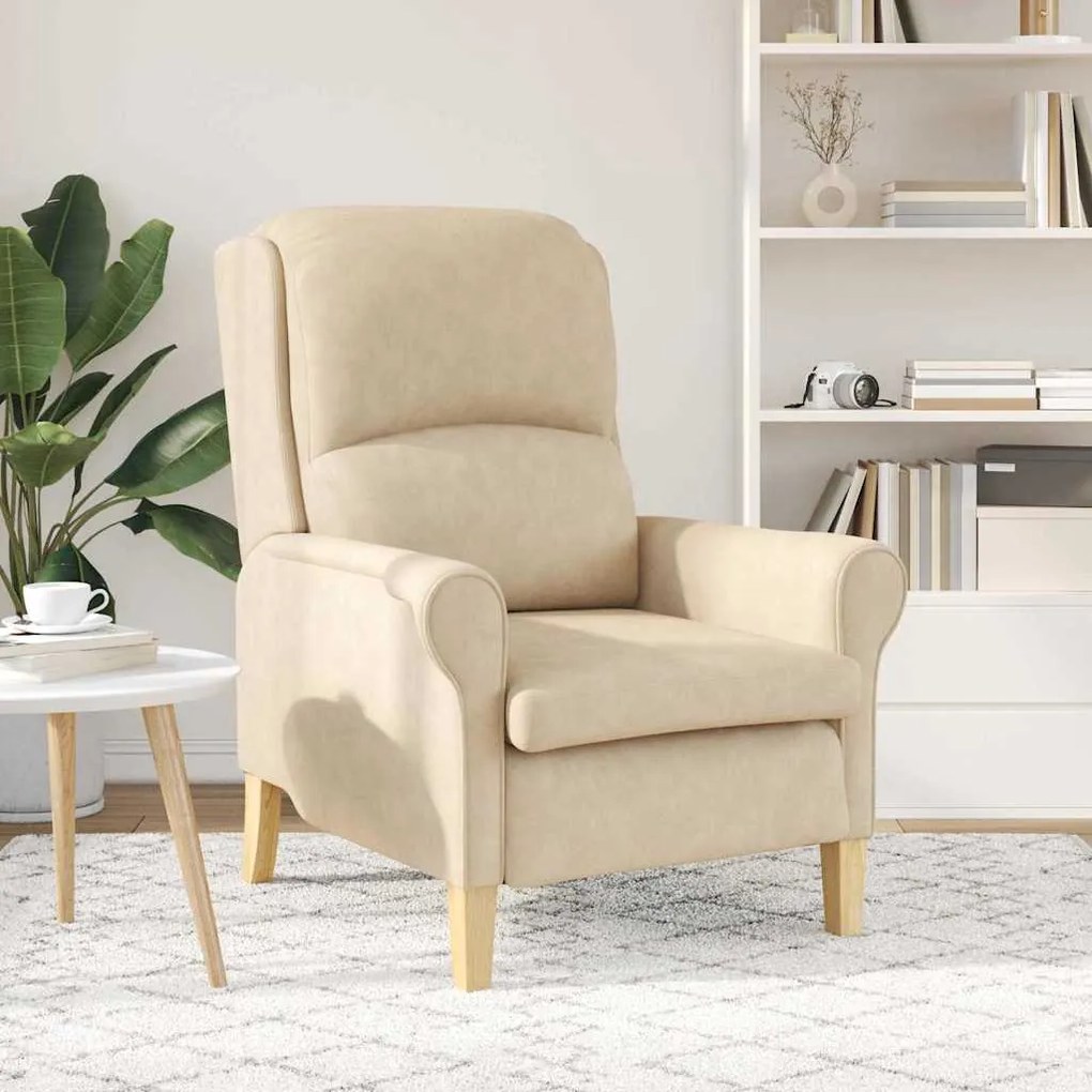 Poltrona Creme Creme Standard Tecido e Madeira