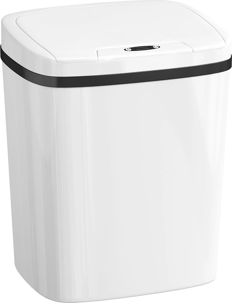 HOMCOM Balde de Lixo Automático 15L com Sensor Infravermelhos e Modo Manual Anel de Retenção Antimarcas 27,6x21,4x33,5 cm Branco | Aosom Portugal