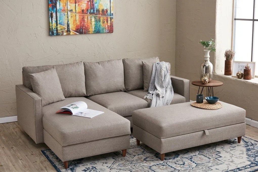 Sofá de Canto Eva – Creme – 210x82x195 cm