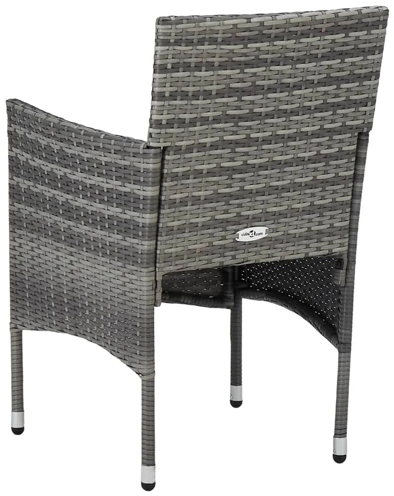 3 pcs conjunto de jantar para jardim vime PE e acácia cinzento
