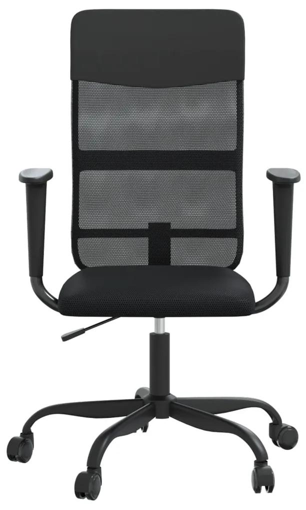 Cadeira de escritório tecido de malha e couro artificial preto