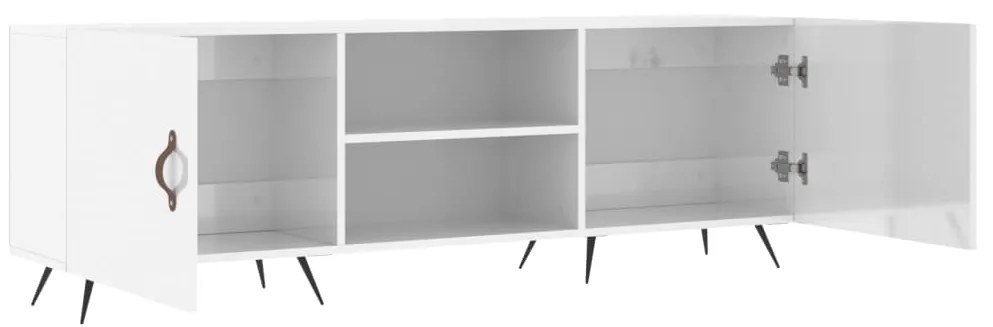 Móvel de TV 150x30x50 cm derivados de madeira branco brilhante