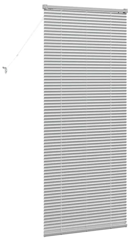 Persiana de Janela com cortinas Manual Prata 80 x 130 cm Alumínio