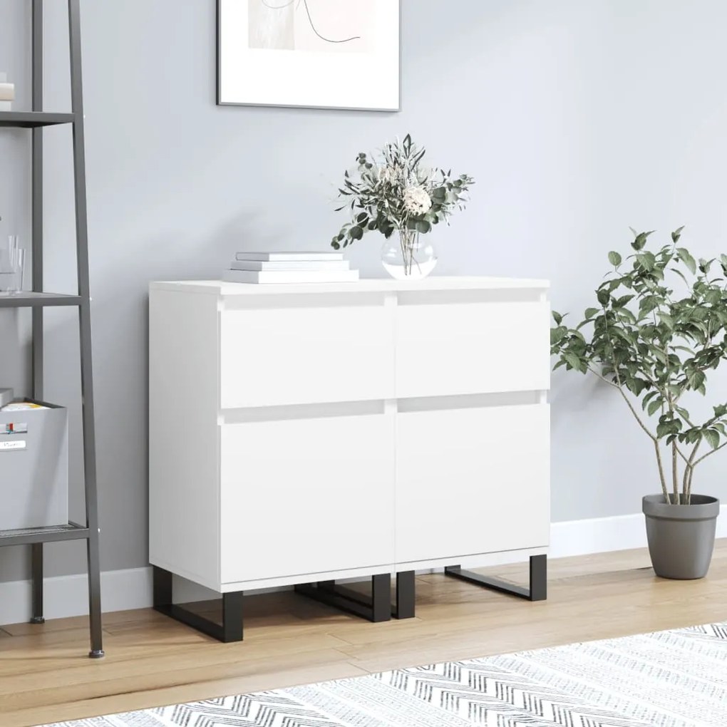 vidaXL Aparadores 2 pcs 40x35x70 cm derivados de madeira branco