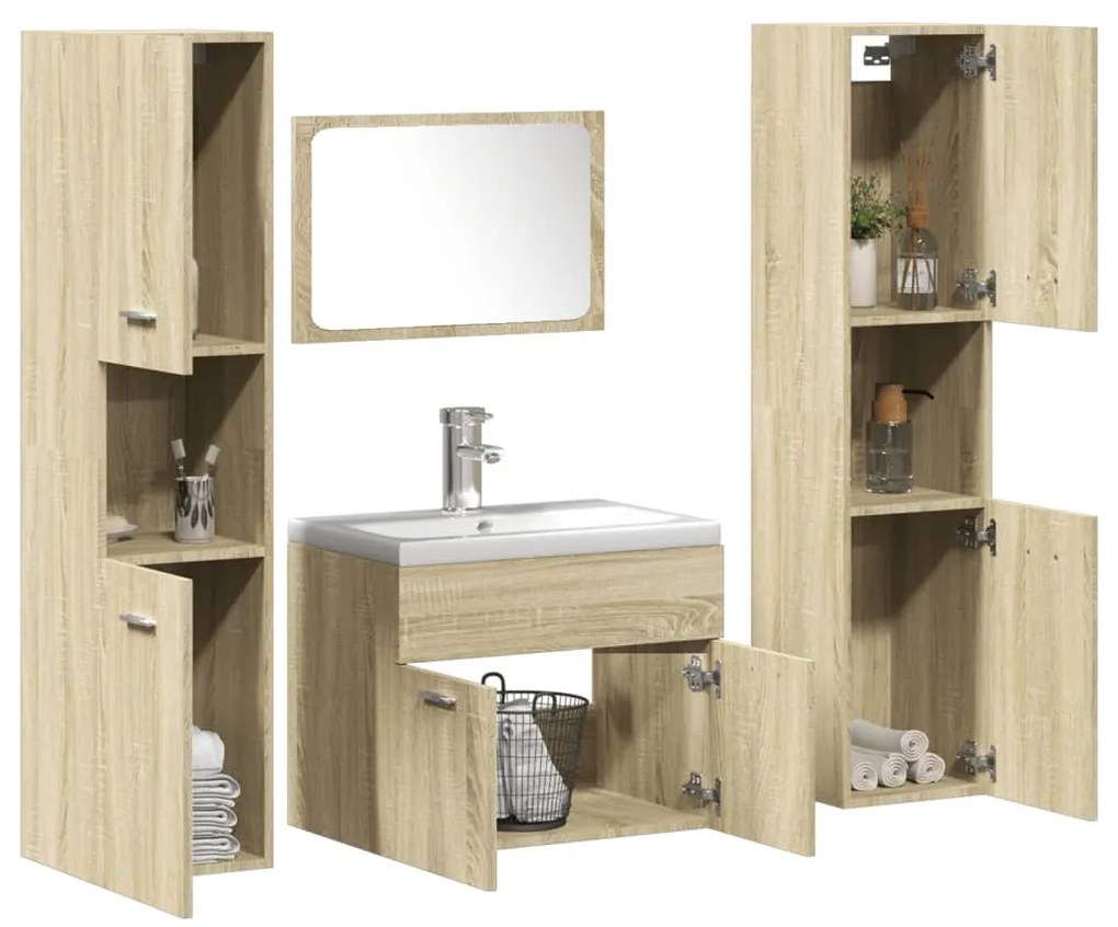 vidaXL 5 pcs conj. móveis casa banho derivados madeira carvalho sonoma