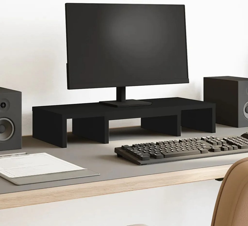 Suporte para monitor ajustável derivados de madeira preto
