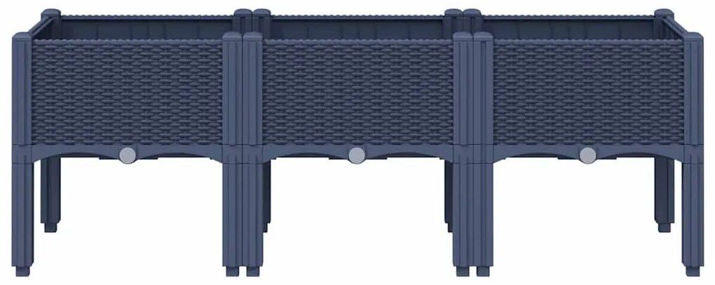 Vaso/floreira de jardim c/ pernas 120x40x42 cm PP cinzento azul