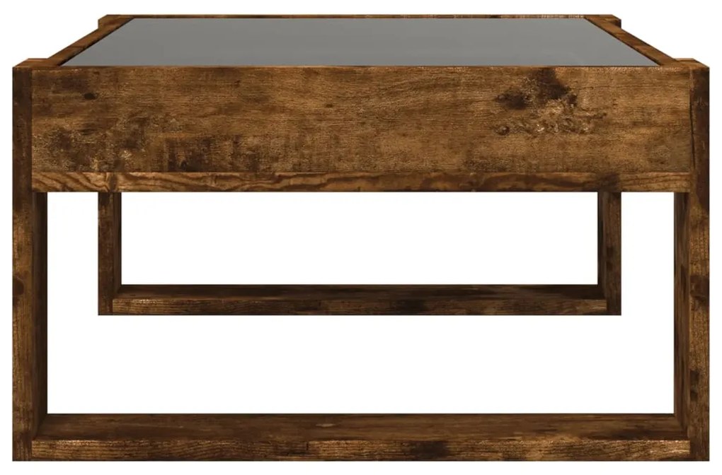 Mesa de centro luzes LED Infinity 70x53x30 cm carvalho fumado
