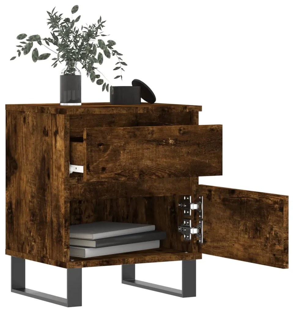 Mesas de cabeceira 2 pcs derivados de madeira carvalho fumado