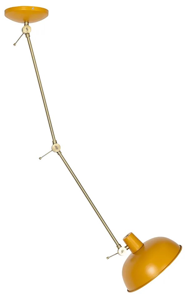 Candeeiro de teto retro amarelo com bronze - Milou