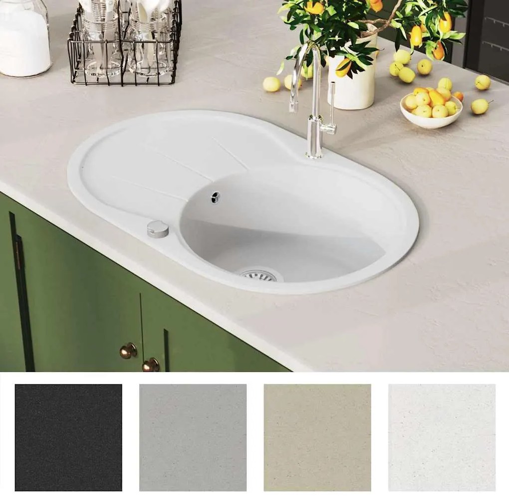Lava-louça com 1 cuba oval granito branco