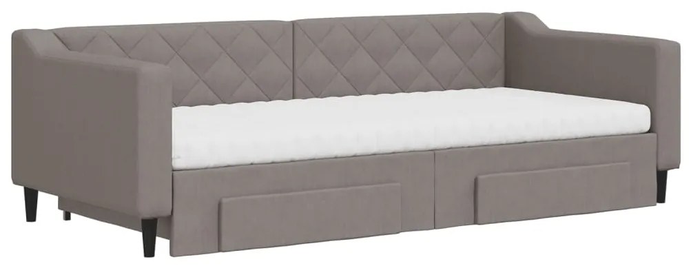 Sofá-cama c/ gavetão/gavetas 90x200 cm tecido cinza-acastanhado