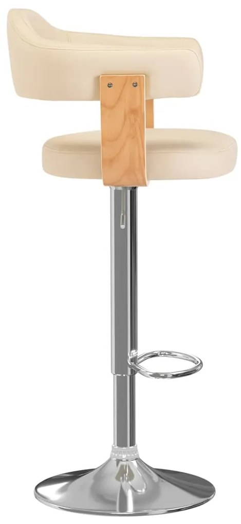 Bancos de bar 2 pcs madeira curvada e couro artificial creme