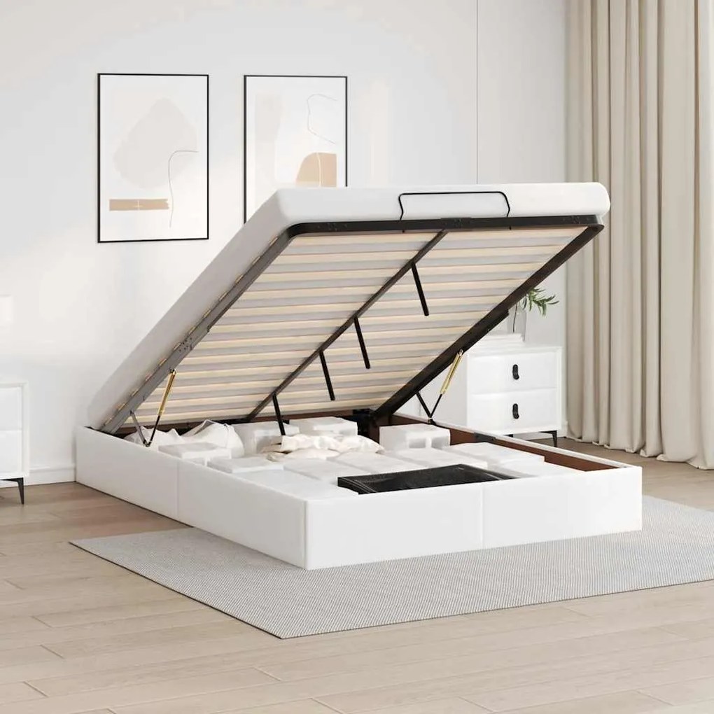 vidaXL Estrutura de cama otomana sem colchão 140x200 cm branca