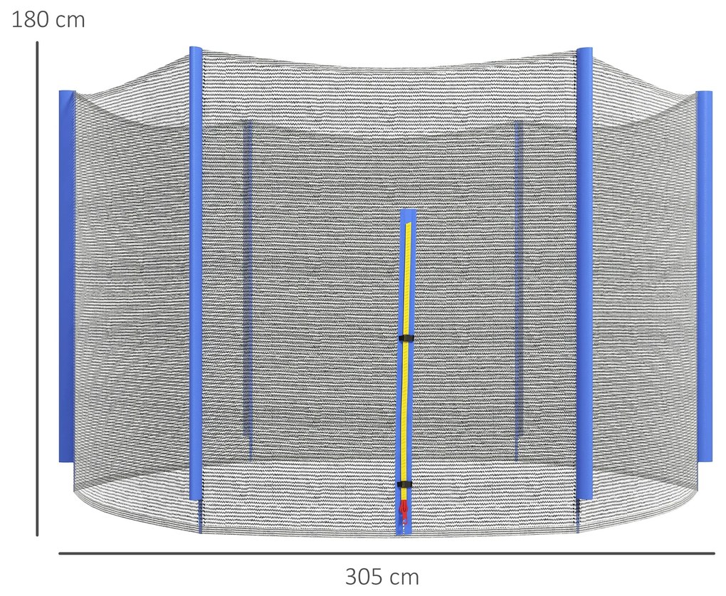 Rede de Segurança para Trampolim Ø305 cm (NÃO INCLUIDO) para Exterior e Porta com Fecho de Correr para 6 Postes Azul