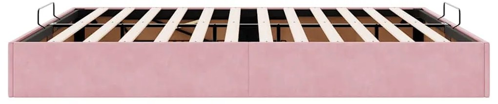 Estrutura de cama otomana sem colchão 160x200 cm veludo rosa