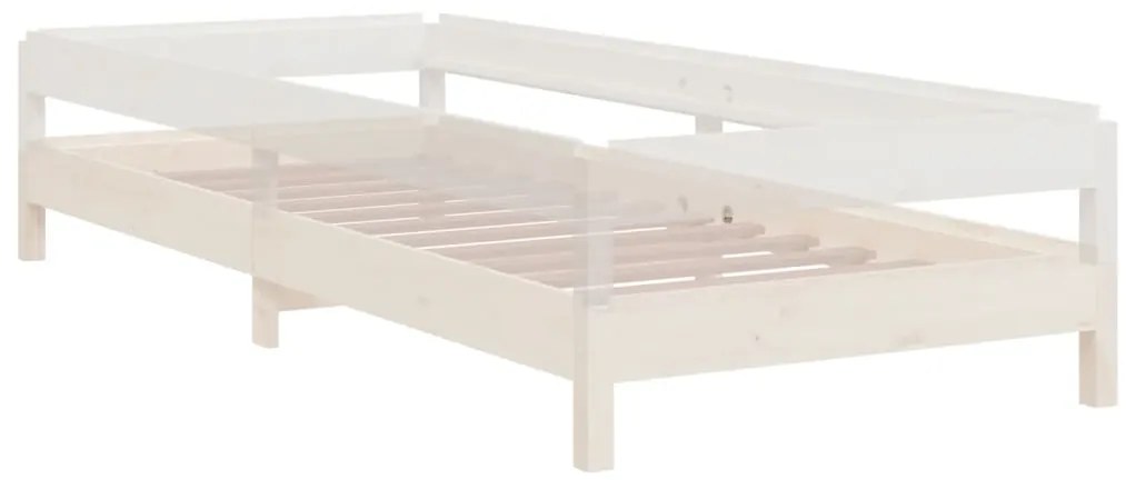 Cama empilhável 75x190 cm madeira de pinho maciça branco