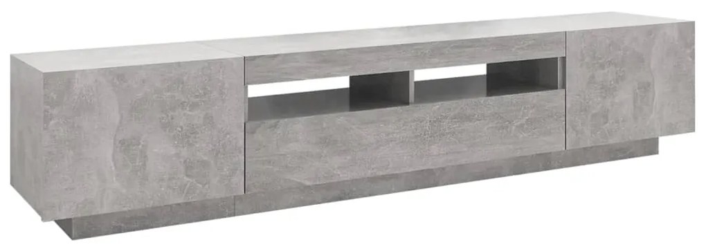 Móvel de TV com luzes LED 200x35x40 cm cinzento cimento