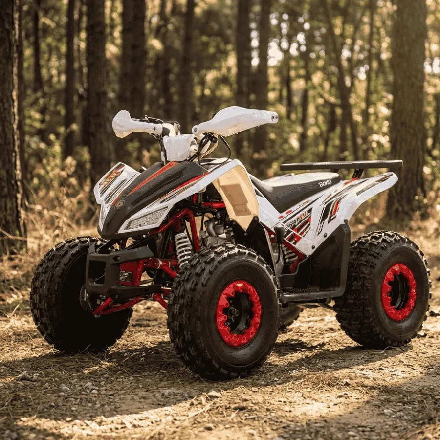 Mini Moto 4 gasolina para crianças automática 125cc Roan Coyote R8 Ecrã digital e com e marcha-atrás Vermelha