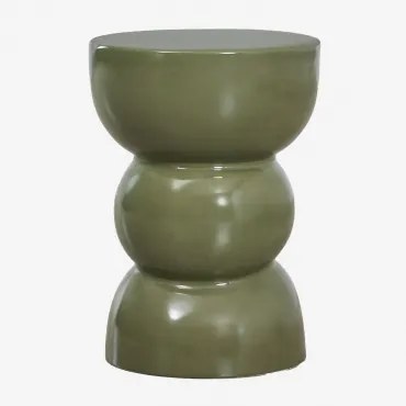 Mesa Auxiliar Para Jardim Redonda Ø35 Cm Em Dolomita Tiyi Verde Azeitona Intenso - Sklum