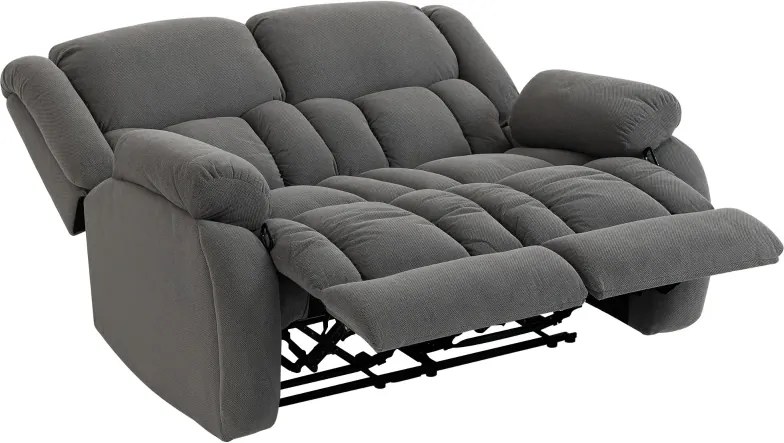 Sofá Reclinável Manual de 2 Lugares Ajuste Separado Revestimento em Veludo Apoio para os Pés Ajustável 145x100x102 cm Cinzento