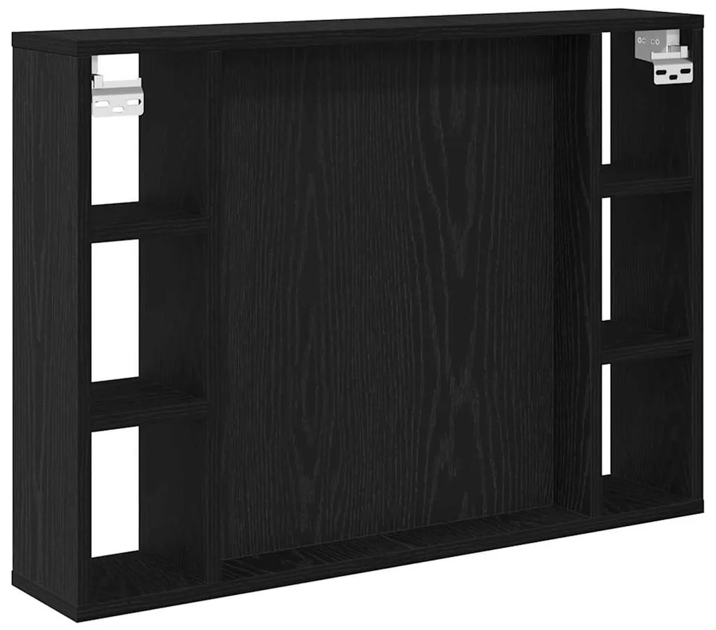 Armário Espelho LED vidaXL - Carvalho Preto - 76x15x55 cm - Feito de M