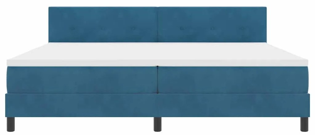 Cama Box Spring vidaXL com Colchão Azul Escuro 200x200 cm Veludo
