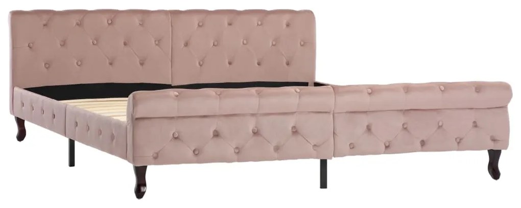 Estrutura de cama 180x200 cm veludo cor-de-rosa