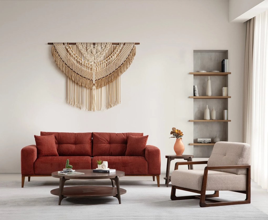 Sofá-cama de 3 lugares Sinor – Vermelho Telha – 225x92x75 cm