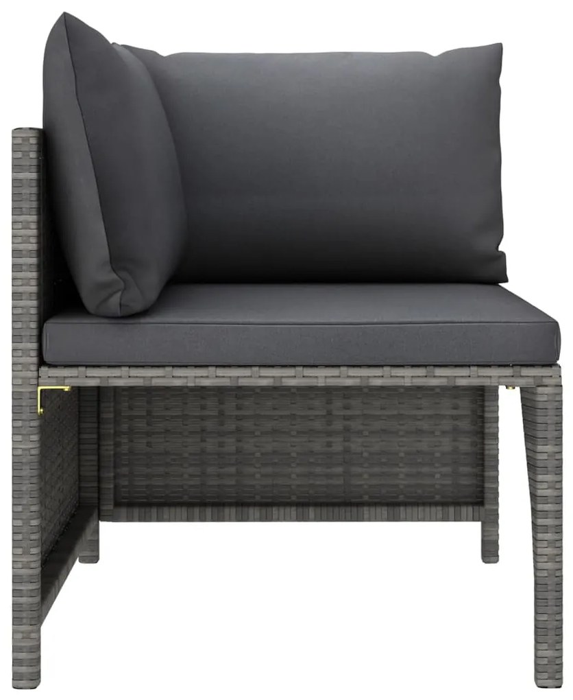 6 pcs conjunto lounge de jardim c/ almofadões vime PE cinzento