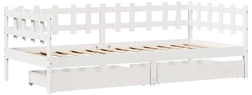 Sofá-cama c/ gavetas 90x200cm madeira de pinho maciça branco