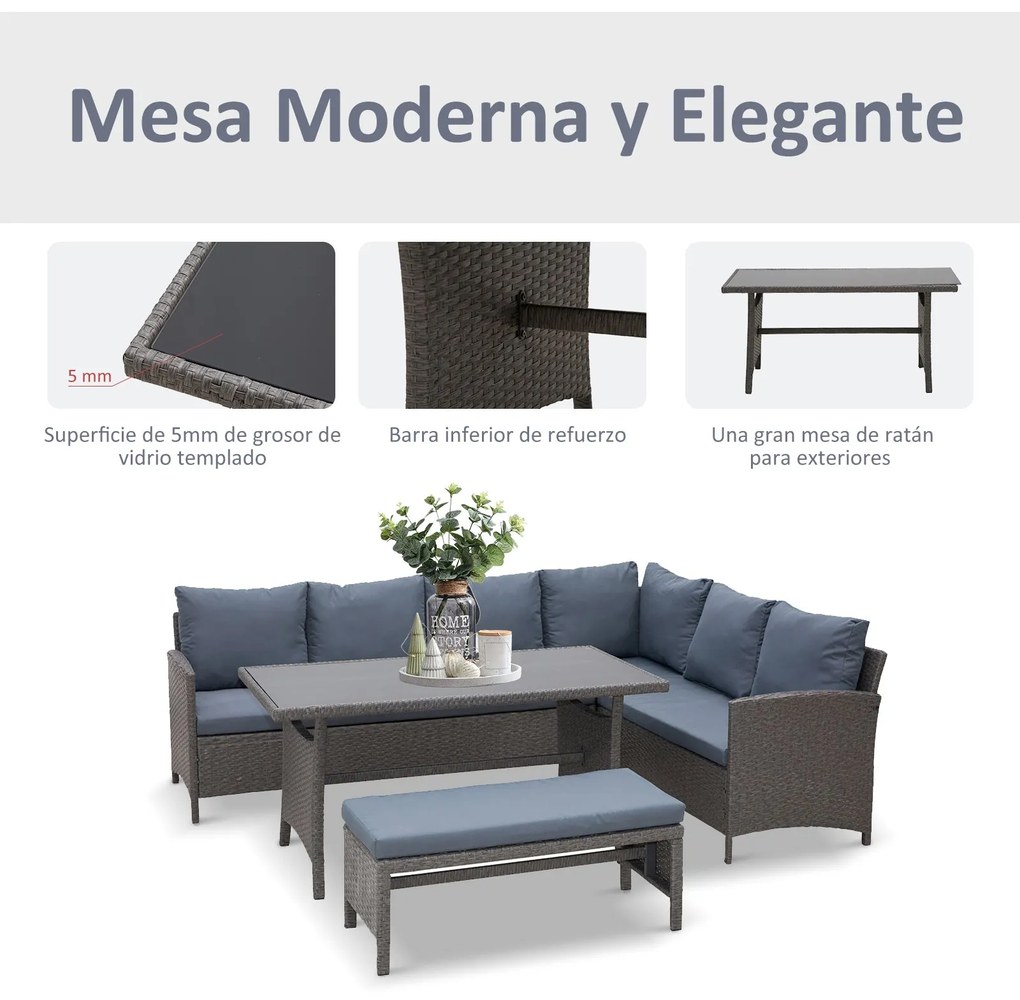 Conjunto de 4 Peças de Móveis e Vime com Almofadas Acolchoadas para Ja