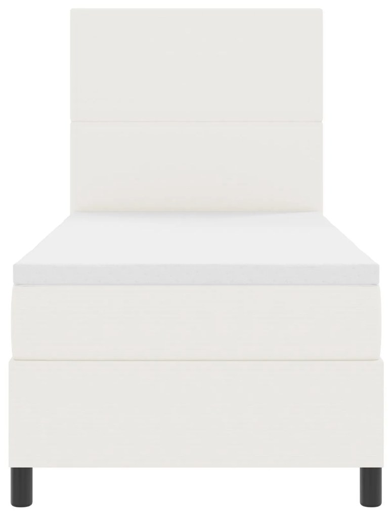 Cama Box Spring com Colchão Creme 80x200 cm Tecido de Veludo Cotelê