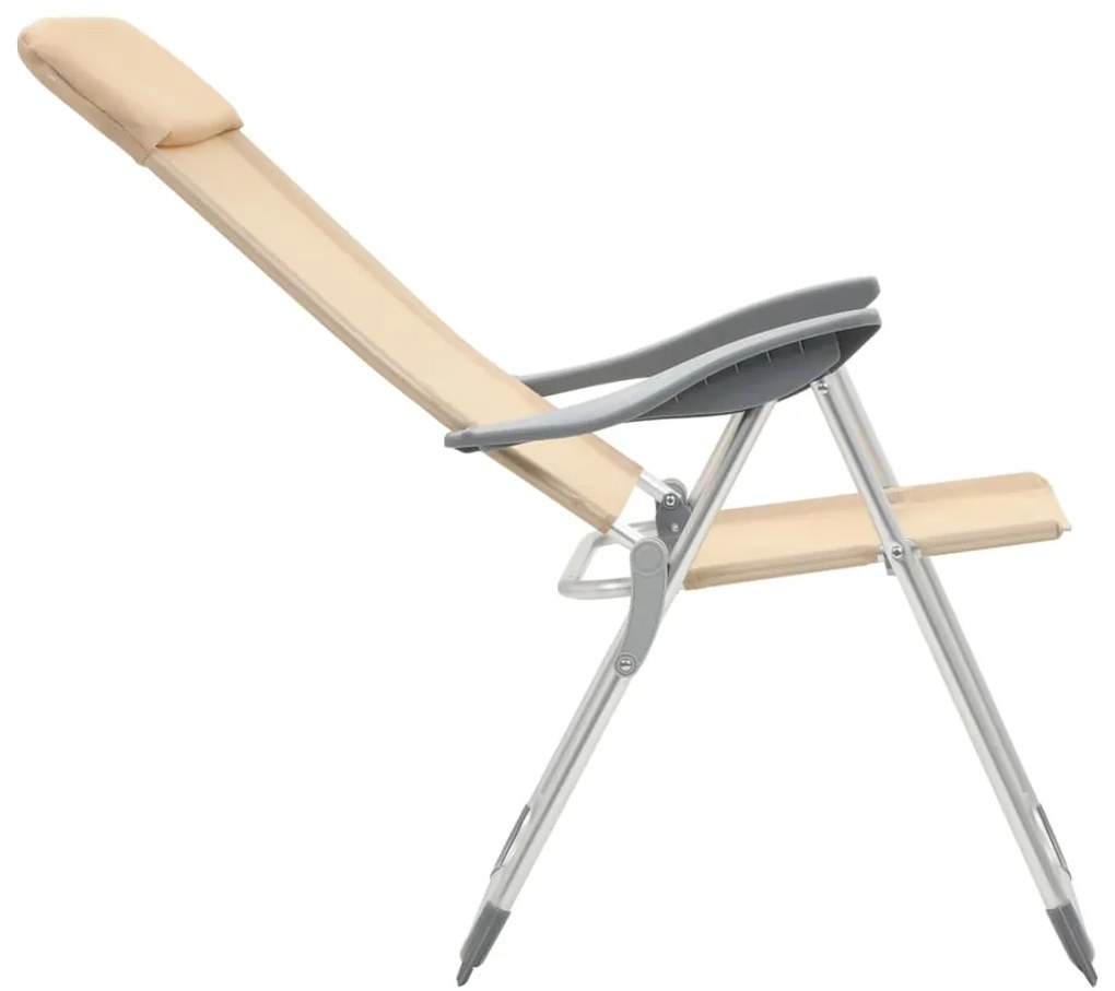 Cadeiras de campismo dobráveis 4 pcs alumínio creme
