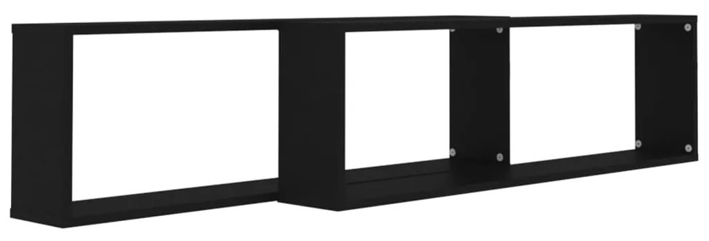 Prateleiras parede forma cubo 2 pcs derivados de madeira preto